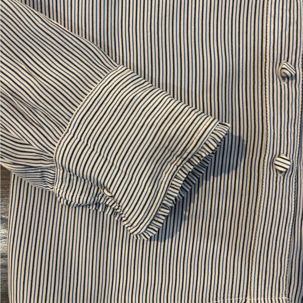 J. Crew Navy & White Striped Tie-Neck Shirt - Picture 5 of 7